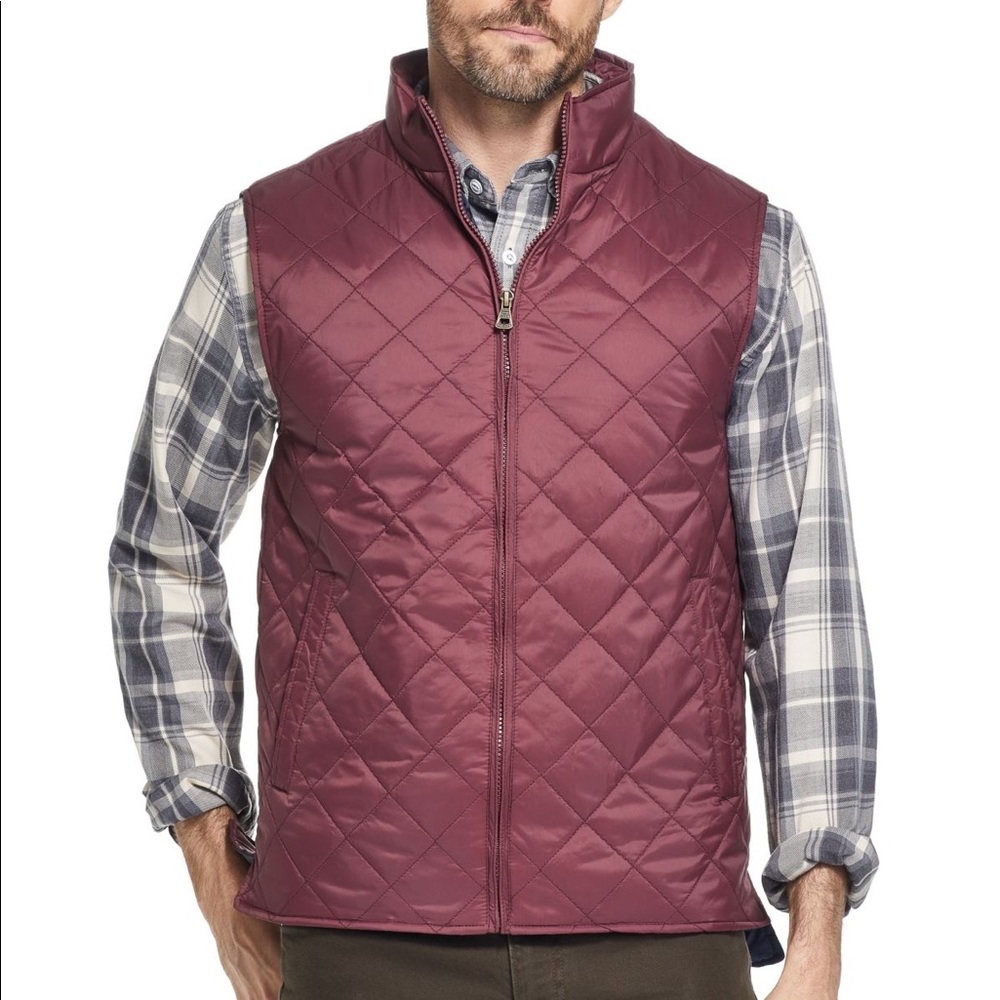 Red Mahogany Diamond Quilted Vest